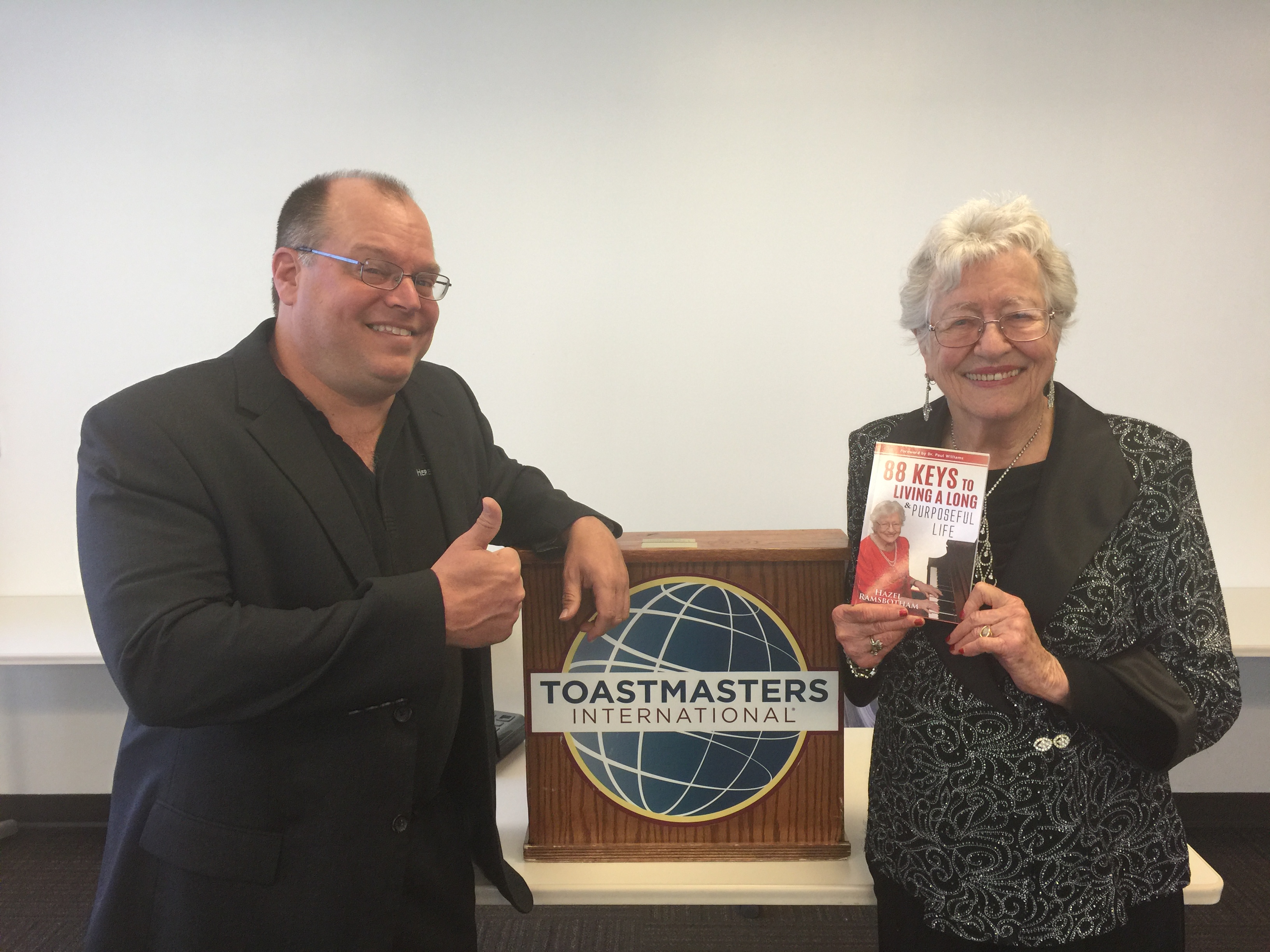 Marty Dickinson with speaker and author of the book, 88 Keys to Living a Long and Purposeful Life, Hazel Ramsbotham