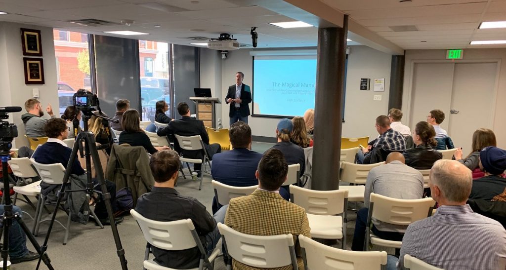 Professional speaker Jack Zoellner speaking at 1MillionCups