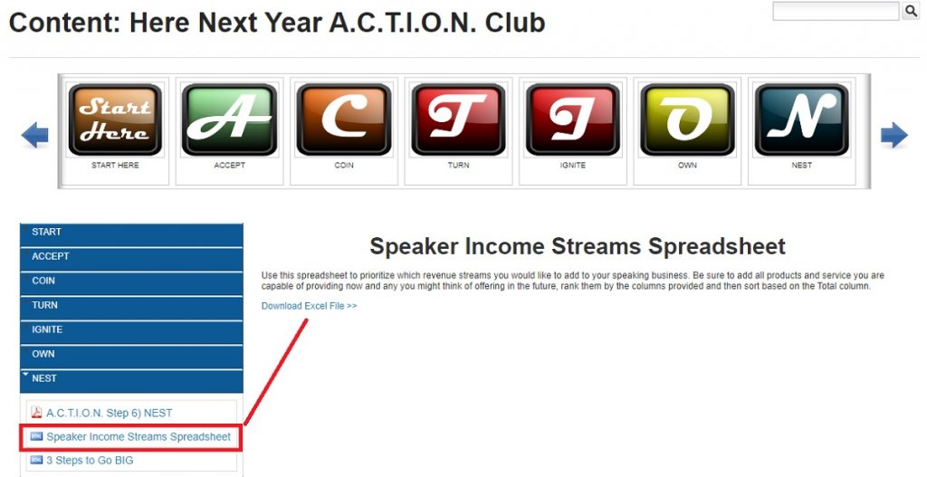Speaker Revenue Stream Prioritizer Spreadsheet tool.