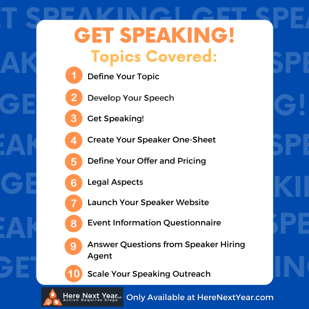 List of topics covered in the Get Speaking checklist document